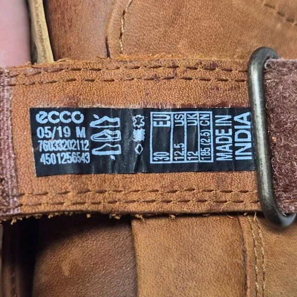 Ecco boys 12.5 kids Crepetray tan brown leather hook and loop booties lined - Picture 11 of 13